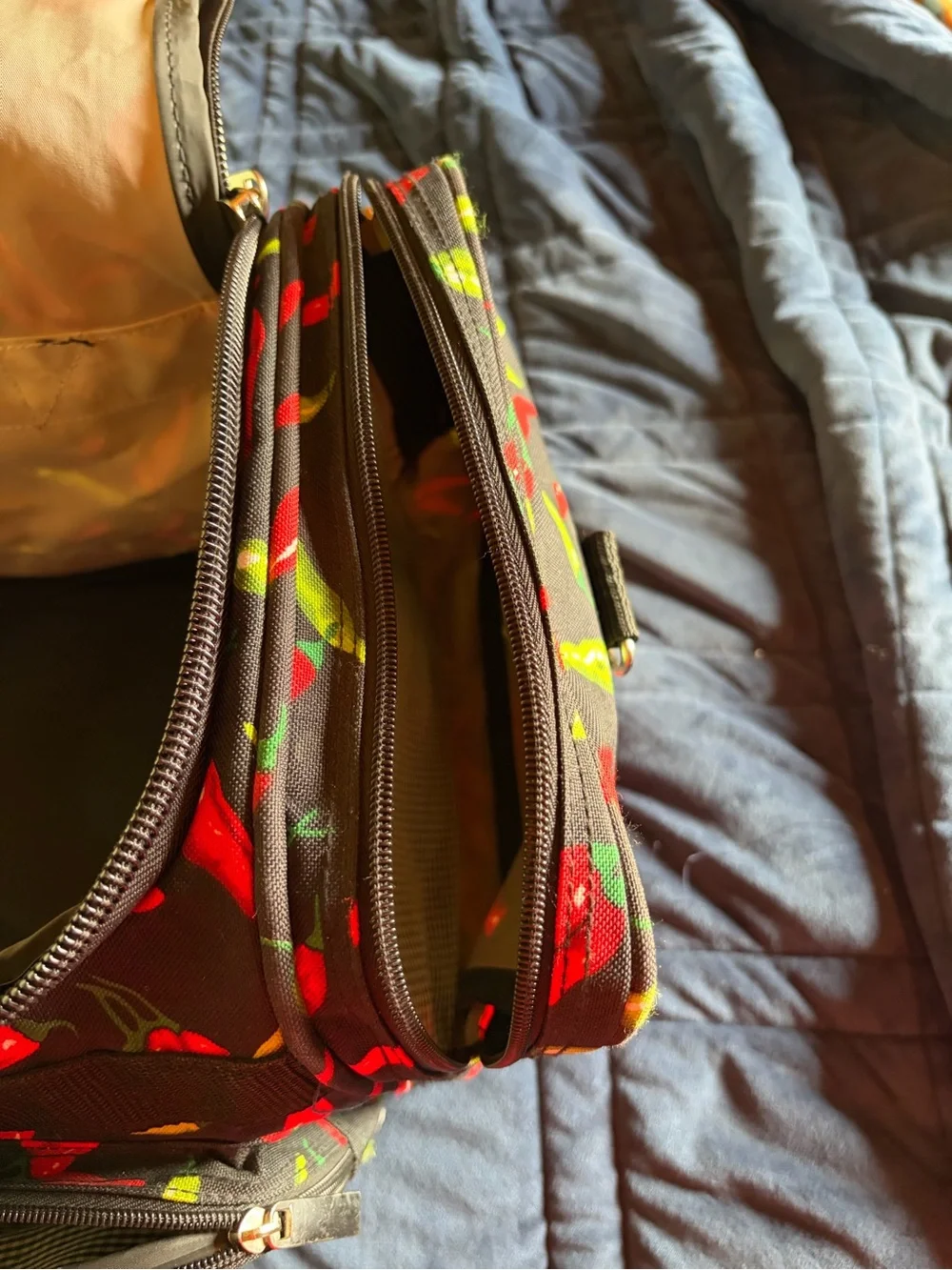 Black Chili Pepper Print Travel Duffle Bag - Unbranded
